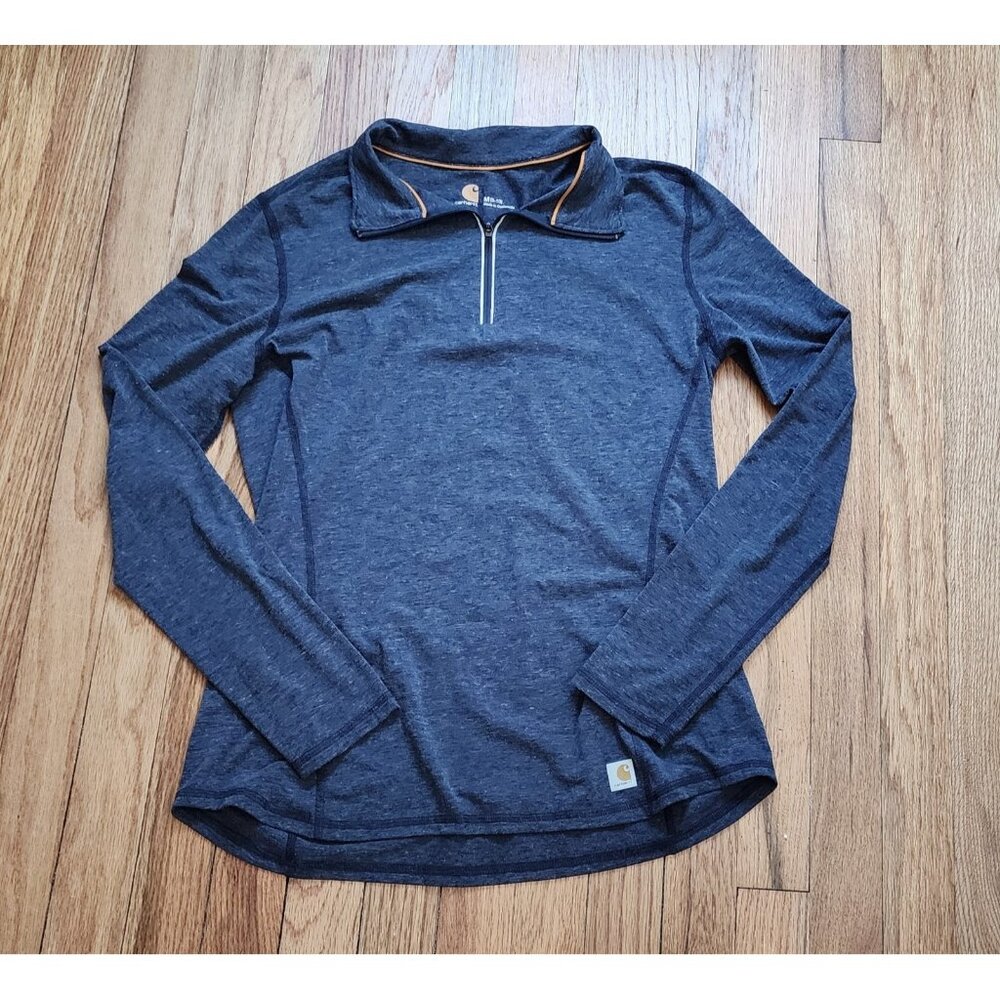 Carhartt 1/4 Zip Gray Pullover Shirt Womens Medium Force Fitted Fast Dry Reflect